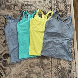 Women's Ribbed Tank Top Set - Gray, Teal, Yellow